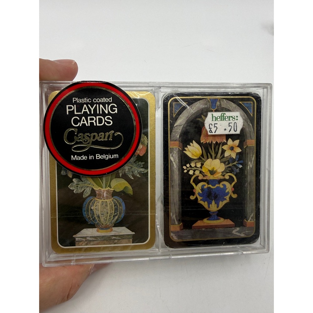 Caspari Double Deck Playing Cards Floral Pietra Dura Art Made in Belgium Gilt